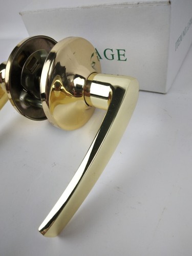 Passage Door Knob Brass Tone Interior Lever Style Handle Lock Set Mobile Home RV - Picture 3 of 7