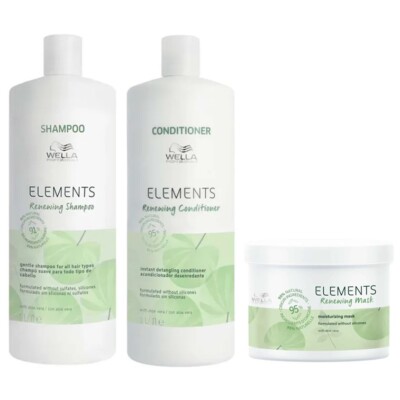 Wella Elements Renewing Shampoo 1000ml + Conditioner 1000ml + Maske 500ml Set