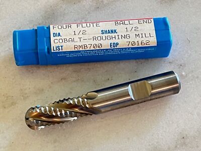 NIAGARA CUTTER 1/2'' 4FL SE BALLNOSE HSCO COBALT ROUGHING BALL END MILL, #70162