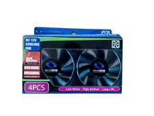 Quantity 4 Cooling Fans DC 12V 80mm 80x80x25mm Gaming PC Tower Case Fan