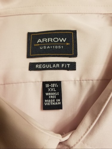 ARROW PINK SHORT SLEEVE DRESS SHIRT SIZE 18-18 1/2 XXL TAG $40.00 NEW-WITH-TAG - Picture 2 of 3
