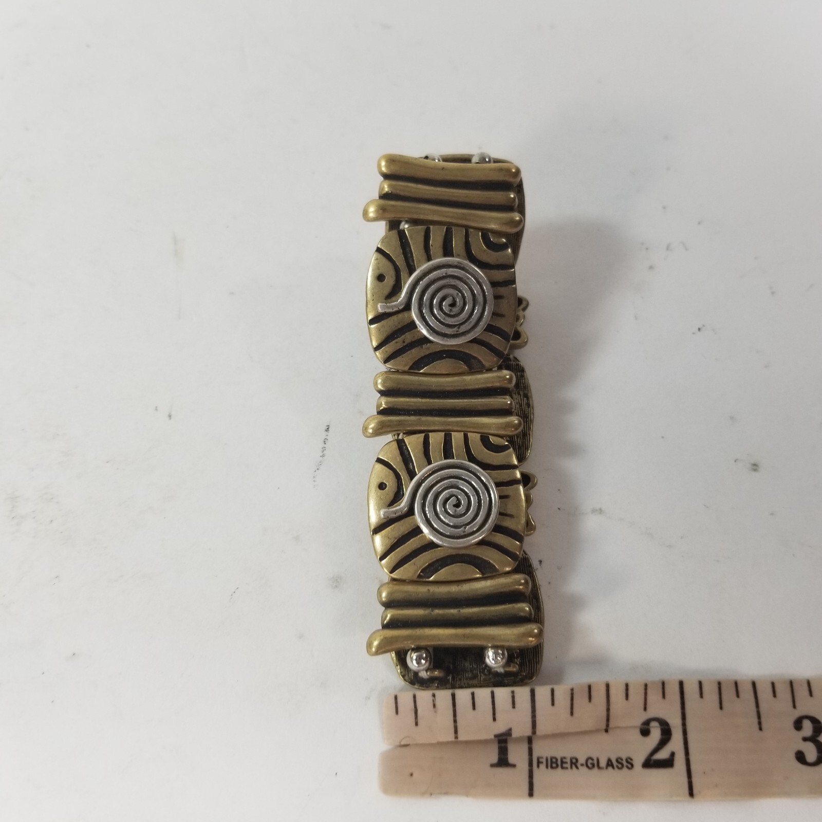 Chico's Gold Tone Stretch Scroll 2-Tone Ethnic Statement Bracelet | eBay