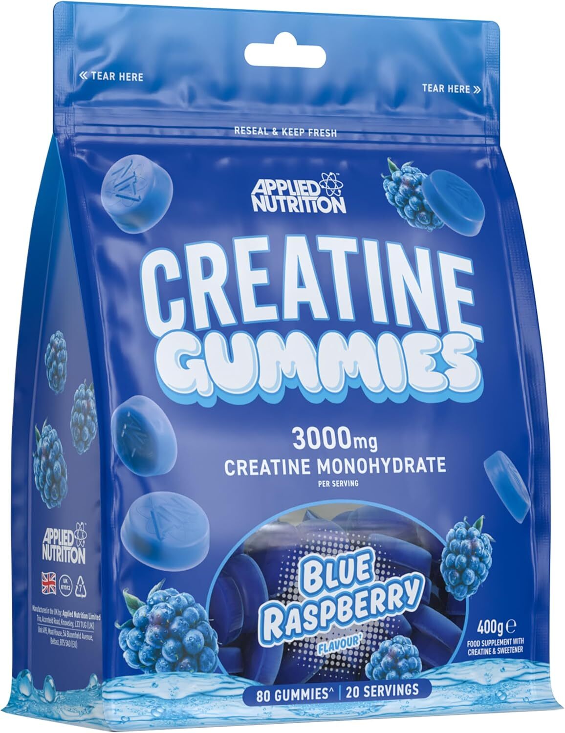 Applied Nutrition Creatine Monohydrate Gummies 3000mg 80 Gummies -Blue Raspberry
