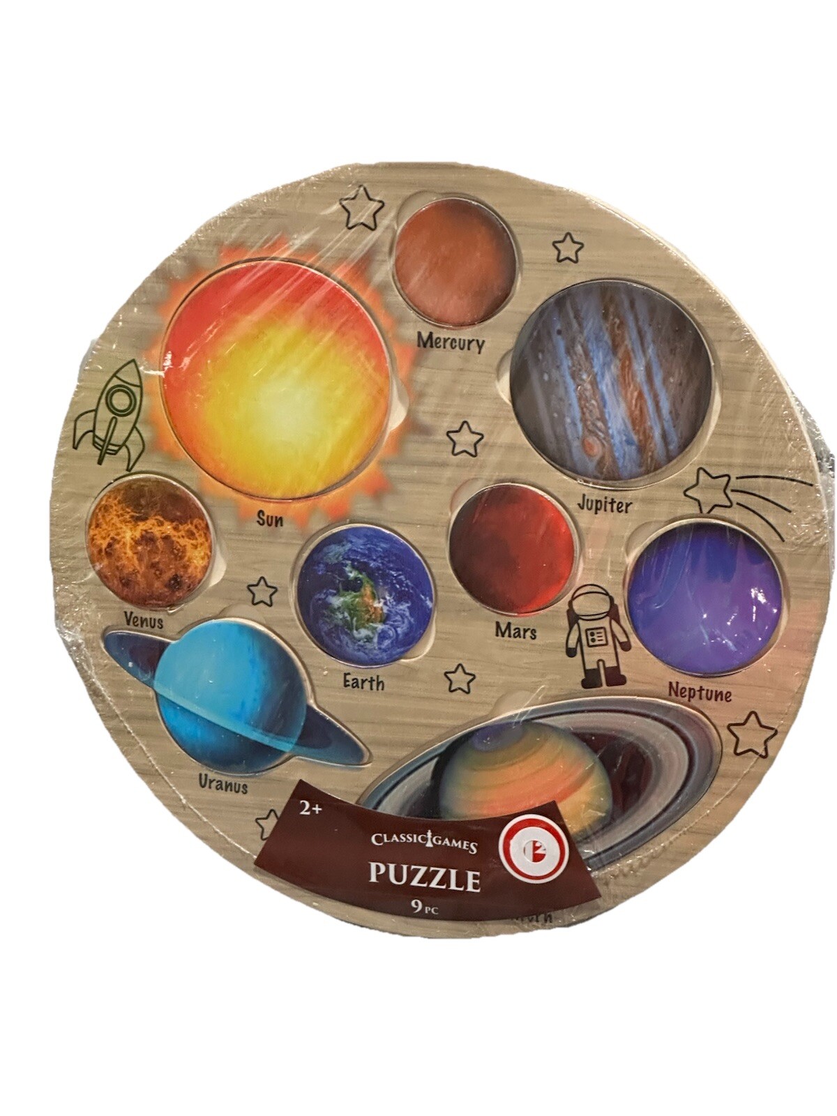 9 Inch Wooden Solar System Planets Teaching Learning Educational 9 PCS Puzzle