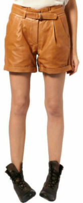 Stylish Sexy Handmade Genuine Sheepskin Women Leather Shorts For Party Club Wear