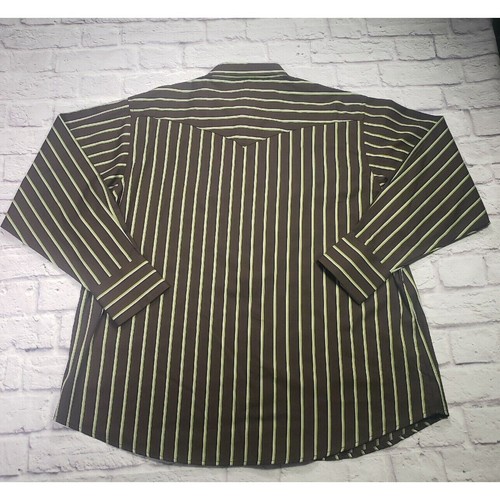 Wrangler Diamond Pearl Snap Shirt Men's XXL Brown Striped Long Sleeve Western - Picture 6 of 6