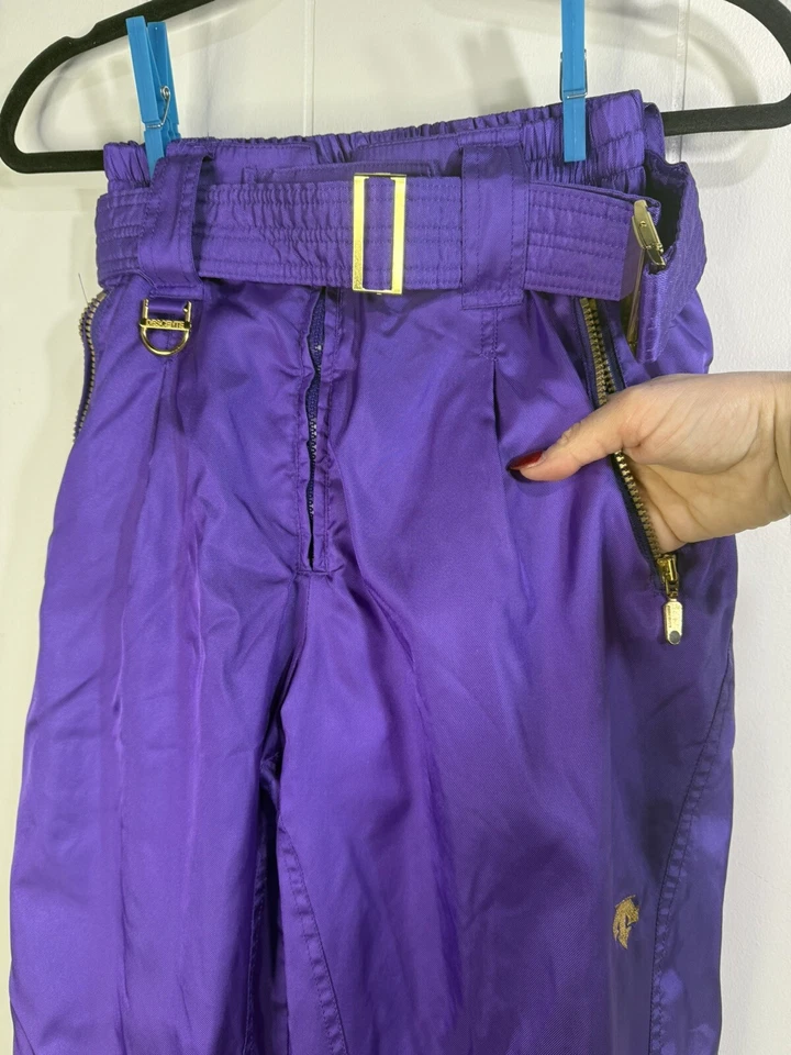 Pantalones de nieve Descente vintage para mujer talla 28 impermeables esquí snowboard pantalón púrpura Foto 3 de 4