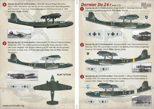 Print Scale 72-191 - 1/72 Decal for Dornier Do 24 T (Aircraft wet decal) - Picture 4 of 12