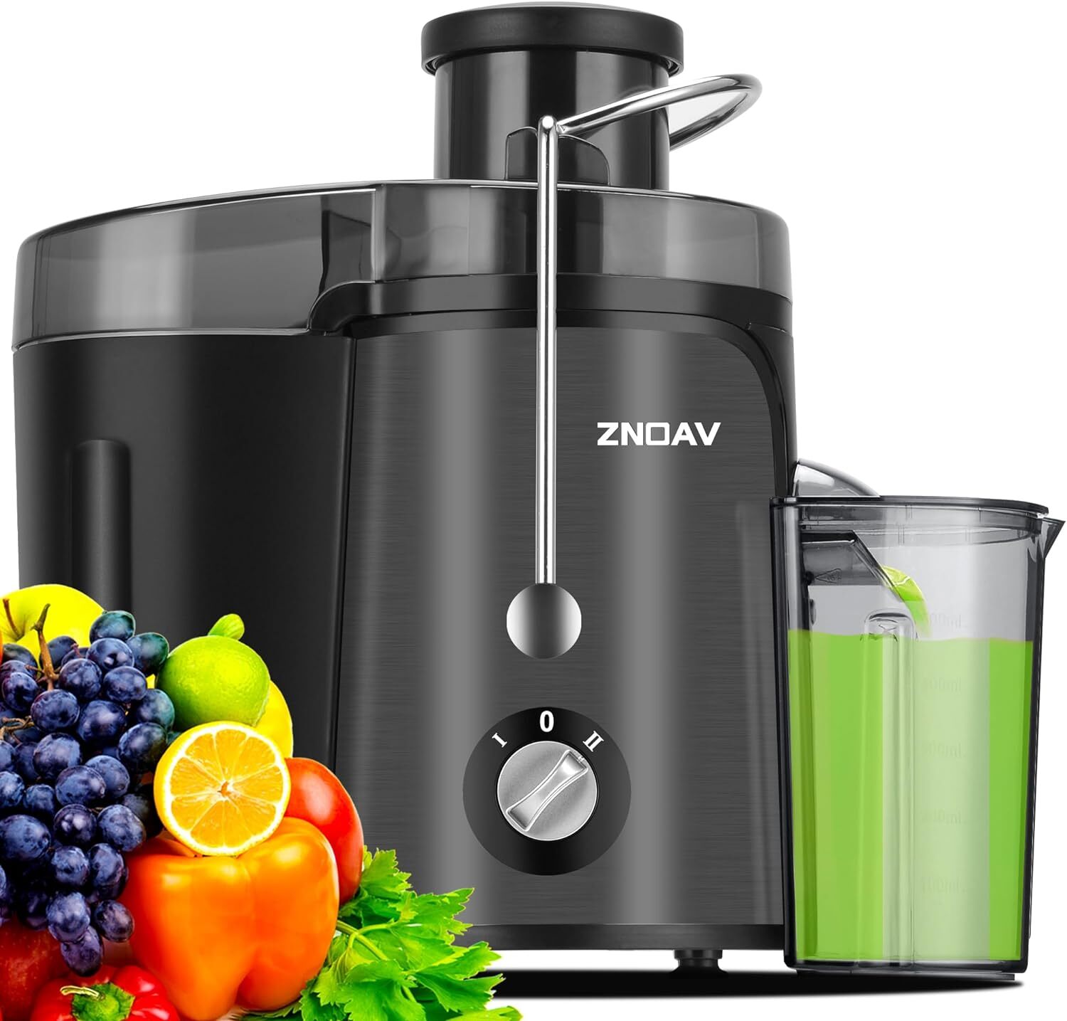 Juicer Machine, 600W Juicer with 3.5” Wide Chute for Whole Fruits and Veg Juice