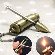 Camping Hiking Fire Starter Matches Bullet Lighter Keychain Survival Tool