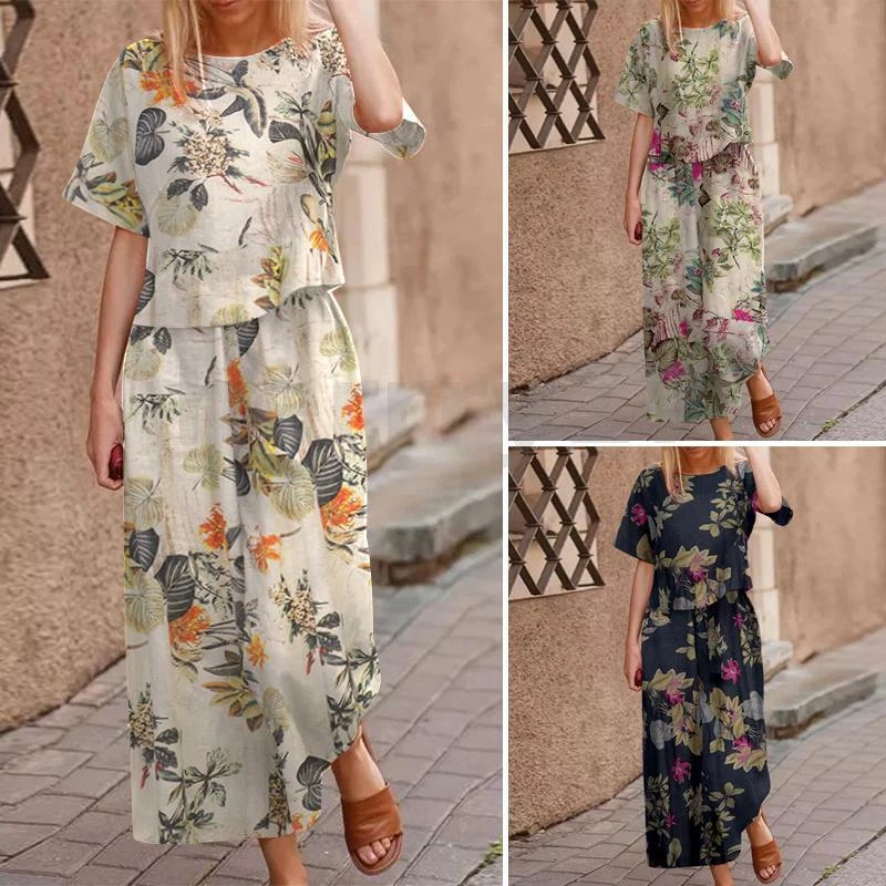 ZANZEA Womens Summer Floral Printed Outfits Short Sleeve Shirt