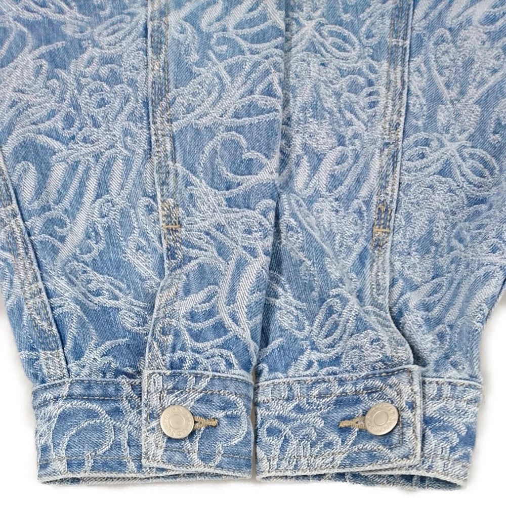 SUPREME 22AW Script Jacquard Denim Trucker Jacket Indigo S Genuine