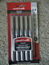 5 uni-ball Vision fine 0.7MM black blue red assorted colors ink pens 60510pp