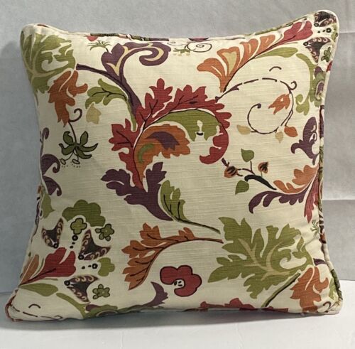 2 Vintage Weltmarkt Kissenbezüge Blumen Batik Rost Grün Rot Burg 18x18 Baumwolle - Bild 3 von 14