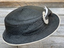 Vintage Black Formal Hat with Pearl Accent  Veil - 1950s Style