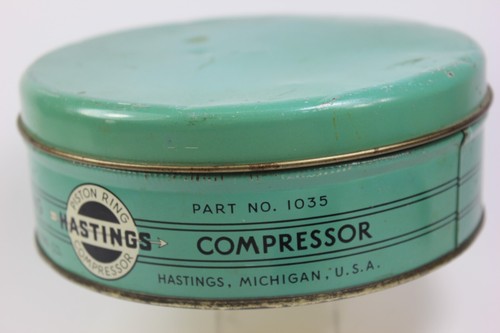 Pieza compresor anillos pistón vintage HASTINGS. No. TIN de almacenamiento de publicidad 1035 - Imagen 3 de 6