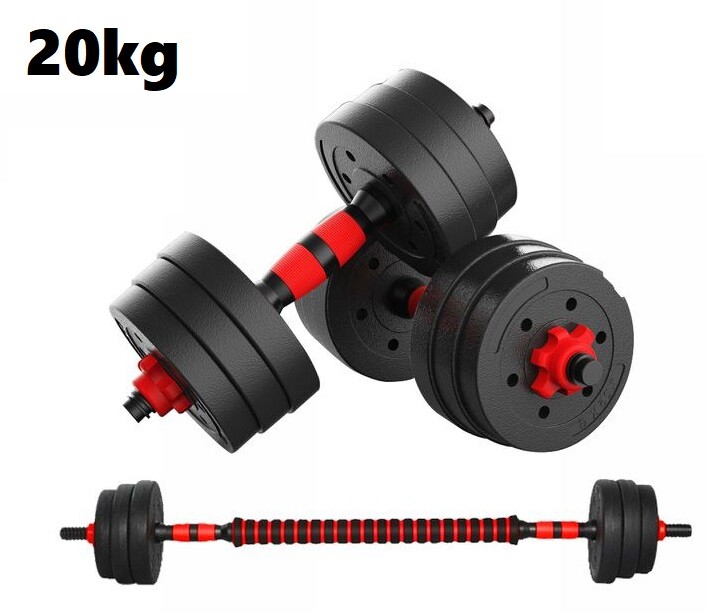 x Set Manubri Bilanciere Dumbbell Pesi Regolabili Componibili 20Kg Palestra reb