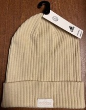 Adidas 4" cuff fold beanie onyx -beige - one size - new with tags
