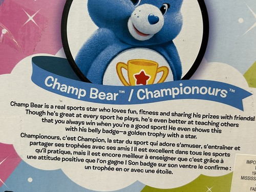 Care Bears & Cousins Champ Bear 15" Plush Blue Trophy Cup Just Play 2016 NEW - Picture 9 of 12