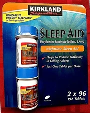 Kirkland Signature Sleep Aid Doxylamine Succinate 25 Mg 192 Tablets EXP 02/2028