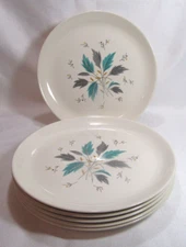 Grantcrest Pottery USA Vintage Mid Century SUNRISE Six (6) Dinner Plates 5 GC