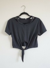 Black, cut out front tie blouse, small
