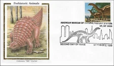 Brontosaurus Prehistoric American Natural Museum NY US Colorano Silk Cachet 1989