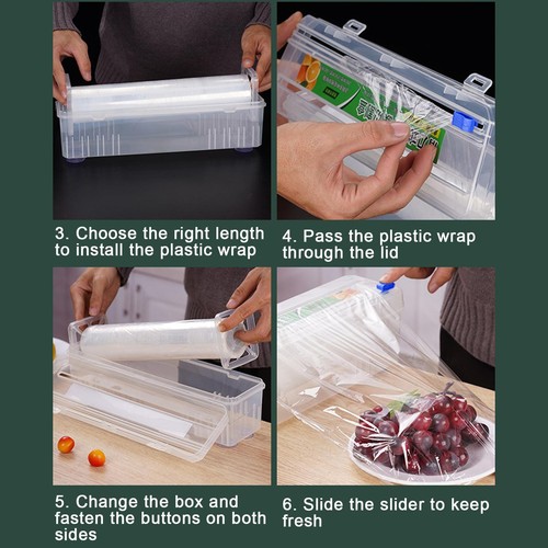 Cling Wrap Dispenser Refillable Saran Wrap Dispenser with Slide Cutter Kitchen - Picture 8 of 12