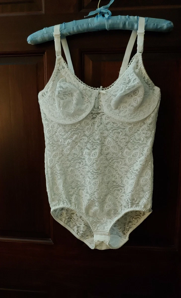 Cabernet Lingerie One Piece Body Suit/Teddy/Shaper White Lace w/built in Bra  38B