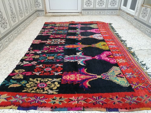Handmade Moroccan Rug Azilal Wool Rug Beni Ourain Tribal Vintage Carpet - Picture 5 of 7