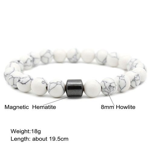 Men's Gemstone Strand Bracelet Black Magnetic Hematite Beads Energy Healing Yoga - Picture 9 of 14