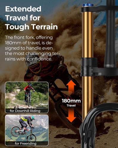 MTB Air Fork 36mm Inter Tube180mm Travel Air Oil Suspension Double Bike Fork - Picture 12 of 26