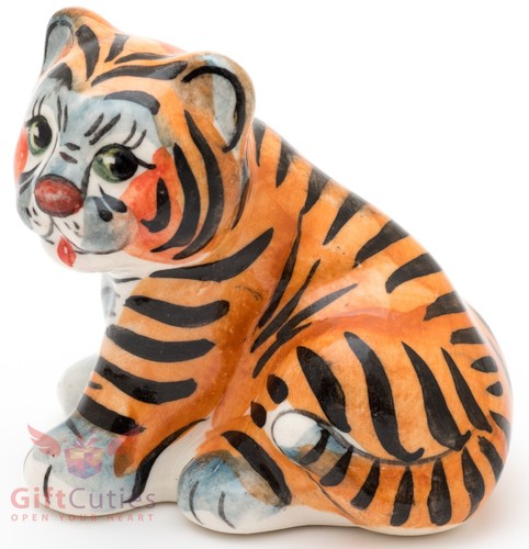 Tiger Mayolika Gzhel Porcelain Figurine - 第 3/10 張圖片