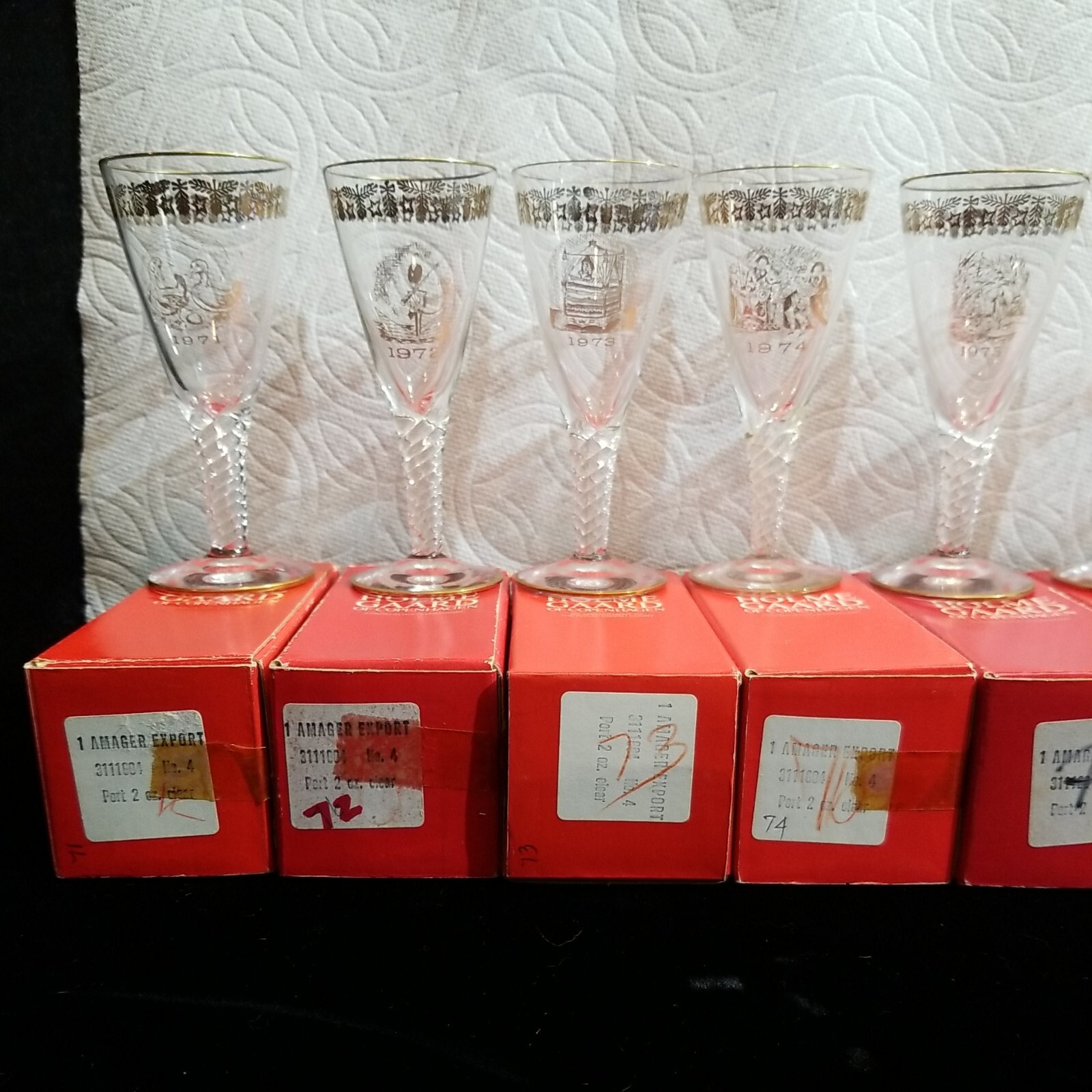 8 HOLMGAARD COPENHAGEN PORT Cordial WHISKEY SHOT Glasses Rare w/boxes Denmark B