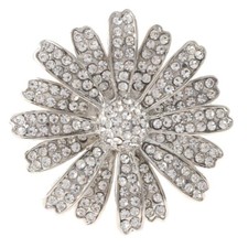 Silver Tone Stretch Metal Flower Ring With Rhinestone R1280-SCL