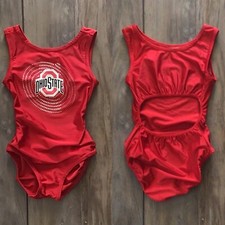 NWT The Ohio State University OSU Buckeyes College Bling Red Gymnastics Leotard