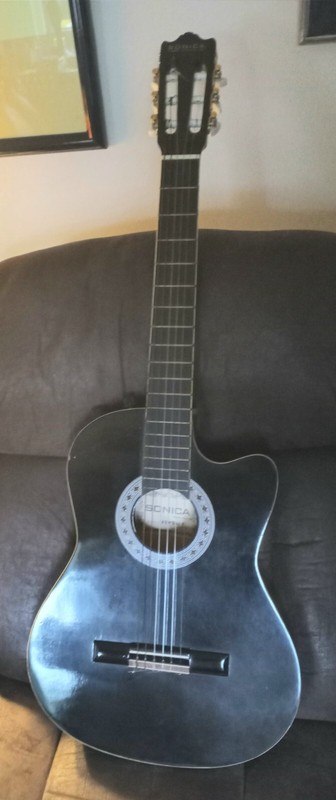 Rare Sonica Acoustic/Electric Guitar With Hard Shell Case 