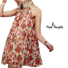 Free People Women’s Pleated Fit Flare Floral Mini Dress Size XS