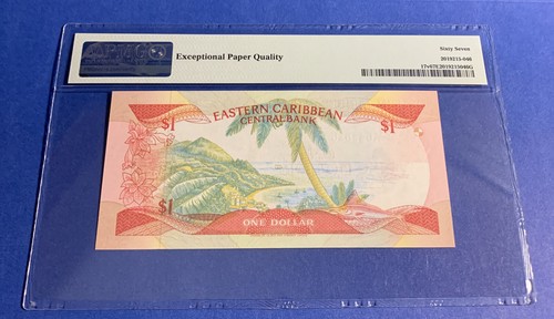 PMG East Caribbean States/ St. Vincent $1 Banknote ND(1985-88) Suffix Letter V - Picture 4 of 6