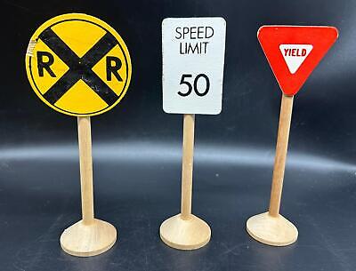 Set Of 8 Vintage Childcraft Wood Block Play Traffic Signs