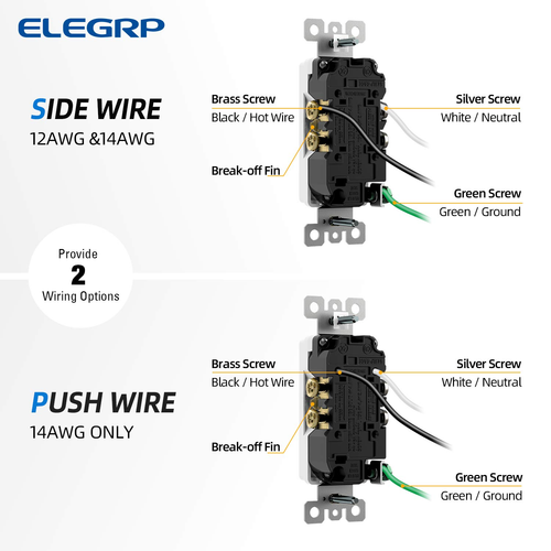 Decorator Receptacle, 15A 125V Standard Electrical Wall Outlet, 2 Pole 3 Wire, N - Bild 4 von 12