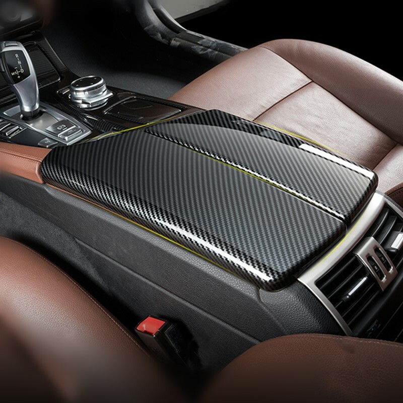 ALCANTARA / CARBON FIBER LEATHER CONSOLE STORAGE COVER TRIM FOR F10 / F18 BMW 5 SERIES