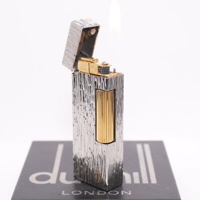 Dunhill Lighter Oxidized Wood Grain Pattern_Ultrasonically Cleaned_Working
