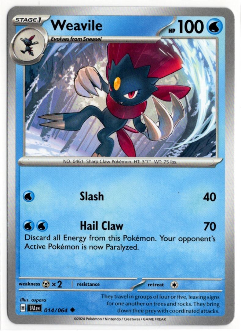 pokemon card weavile Weavile Cosmic Eclipse 238/236, NM Pokemon Card main image 1
