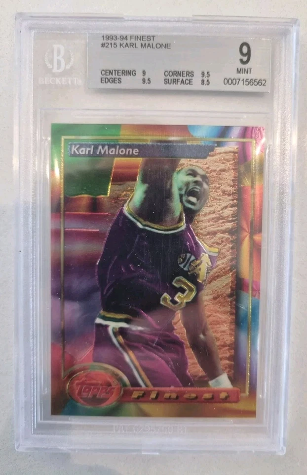 1993-94 Finest #215 Karl Malone BGS 9 MINT - image 2 of 3