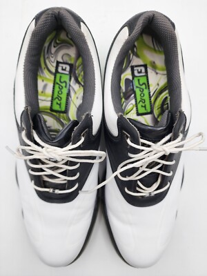 FootJoy Sport White and Black Leather Spike Golf Shoe Style 53156 Men Sz 10.5 M FootJoy Sport White and Black Leather Spike Golf Shoe Style  main image 4