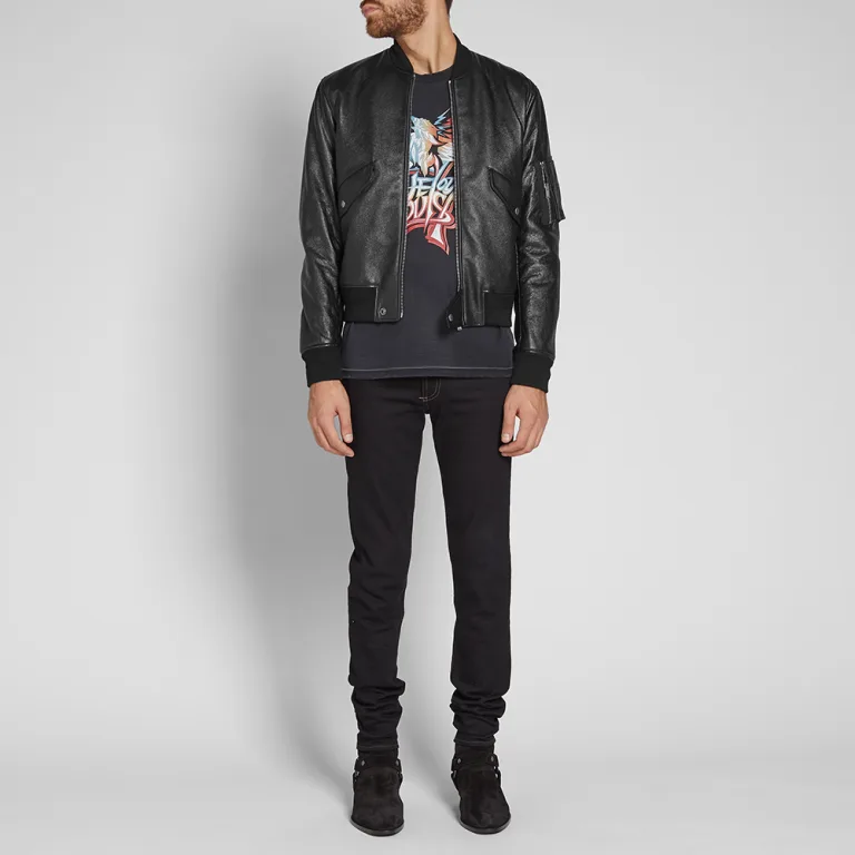 Giacca bomber Saint Laurent pelle MA 1 taglia 50 large nuova con etichetta