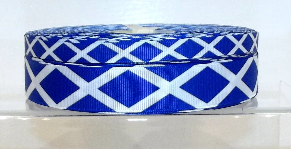 Scotland Flag Grosgrain Ribbon 10/22mm wide 1m 2m 5m Blue/White
