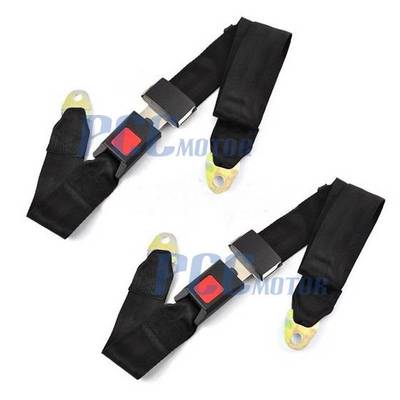 2-Point Lap Seat Belt Harness Kit – 2 Sets – For Go Kart, UTV, Buggy – Adjustable Black (Modigt)