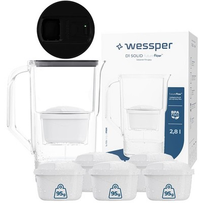 Wasserfilter Kanne Kunststoff 2,8 L Wessper D1 SOLID FutureFlow 6 Kartuschen